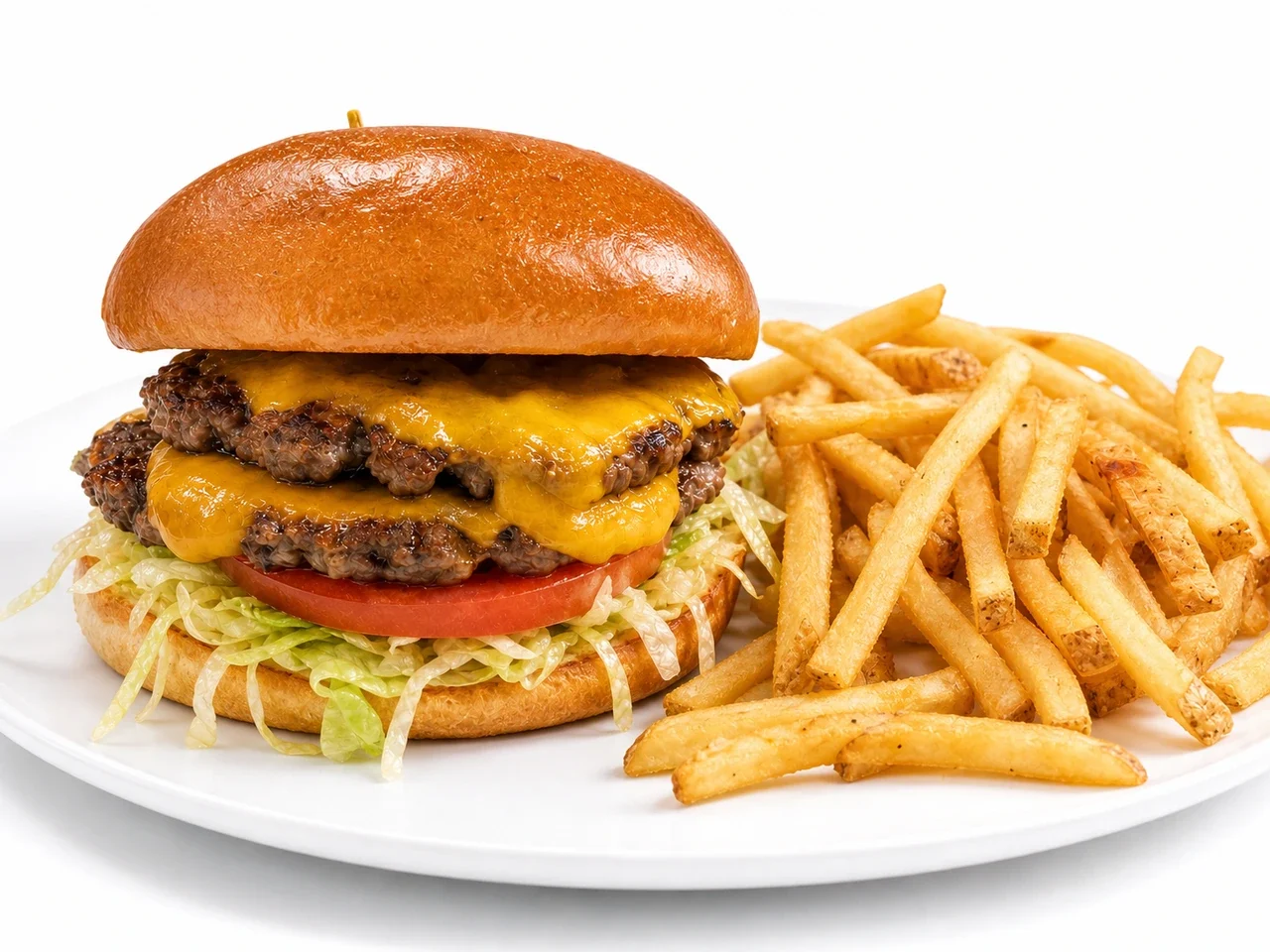 The same burger after AI enhancement, with studio lighting and a clean background