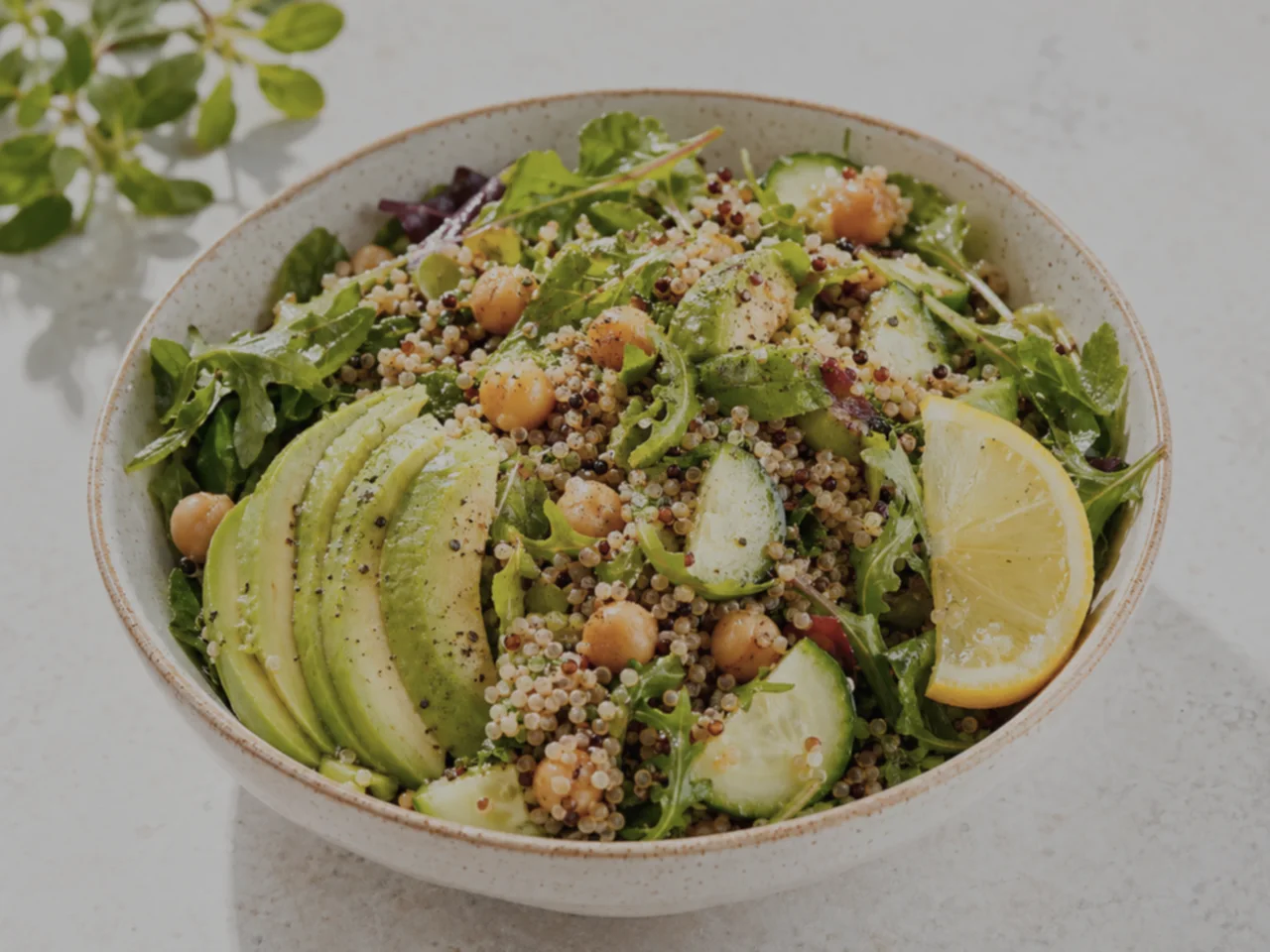 Amateur phone photo of a salad before AI enhancement