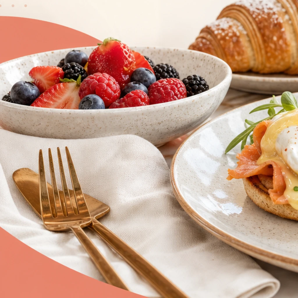 Food photo in warm and cozy style with soft golden lighting